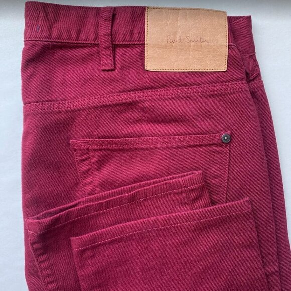 Paul Smith Jeans 100% Cotton Button Fly Burgundy Oxblood Size 32R - Picture 1 of 10